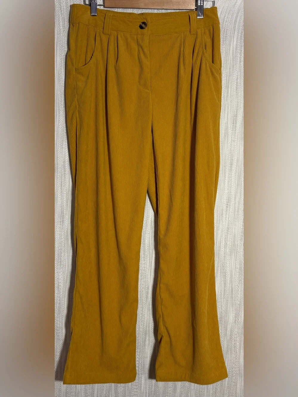 HALARA Mustard Yellow Corduroy Wide-Leg Pants